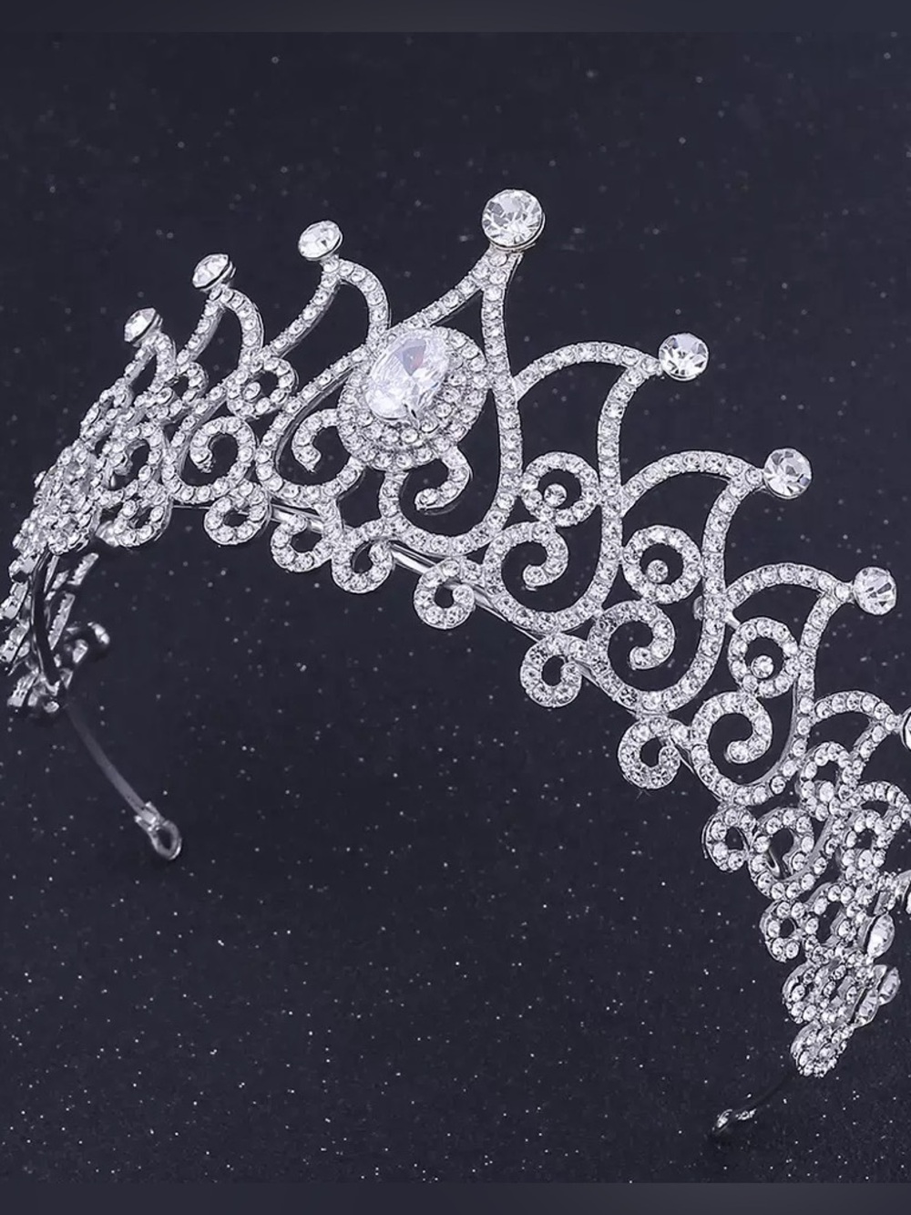 Crystal Rhinestone Silver Tiara Headband